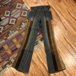 Multi textured flared jeans! One of a kind!